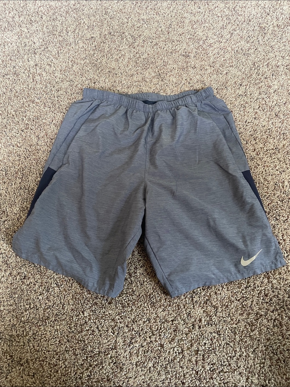 Nike Men’s S. Blue w/navy. Dri-Fit. Athletic Shorts with Swoosh